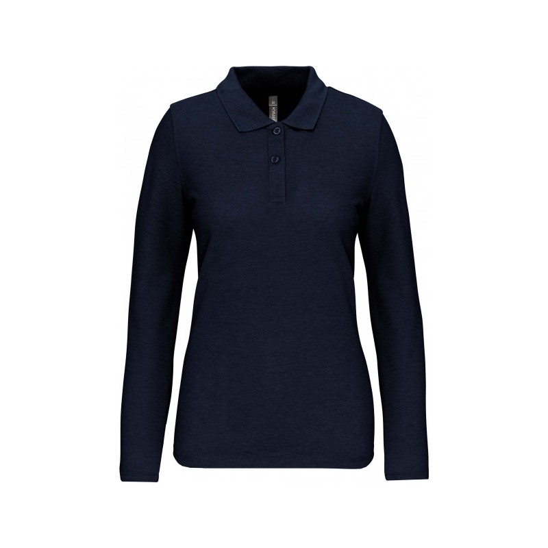 Polo femme manches longues 200 g/m² Polyester/Coton - WK277