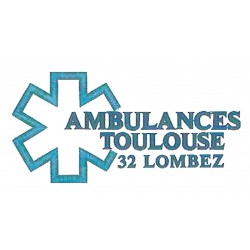 Broderie coeur croix contour + nom ambulance + ville - BSP17