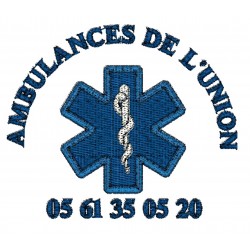 Broderie coeur NOM Ambulance + CROIX caducée + TEL - BSP11