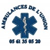 Broderie coeur nom ambulance + croix caducée + tel - BSP11