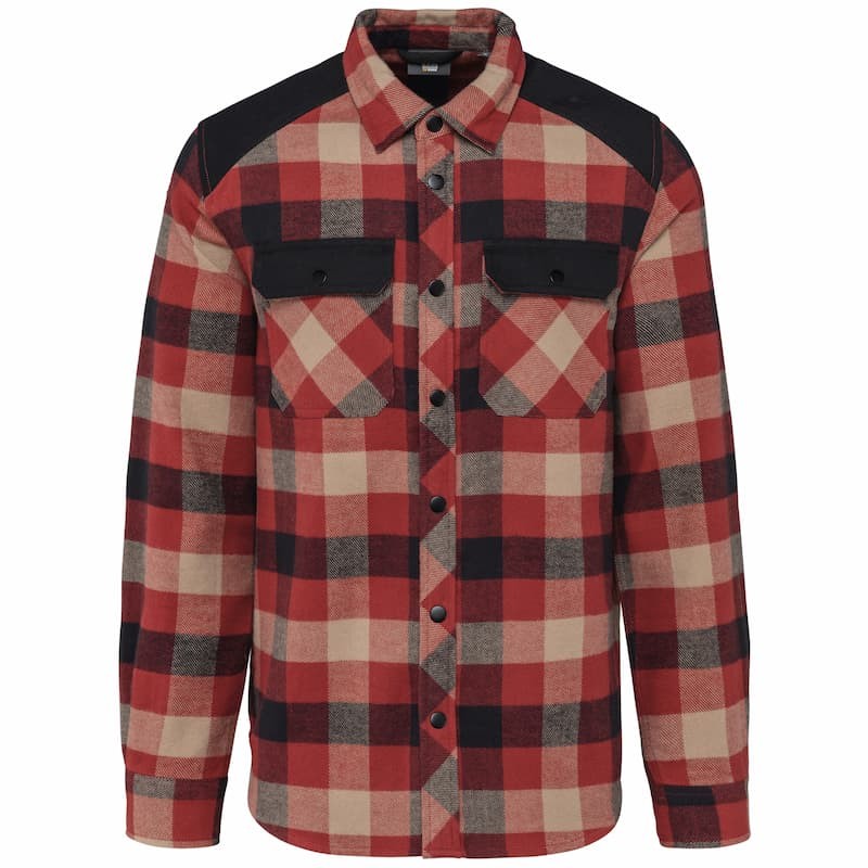 Chemise De Travail En Flanelle à Carreaux Pour Homme - Coupe Droite, Double Poche, Style Bûcheron Vintage