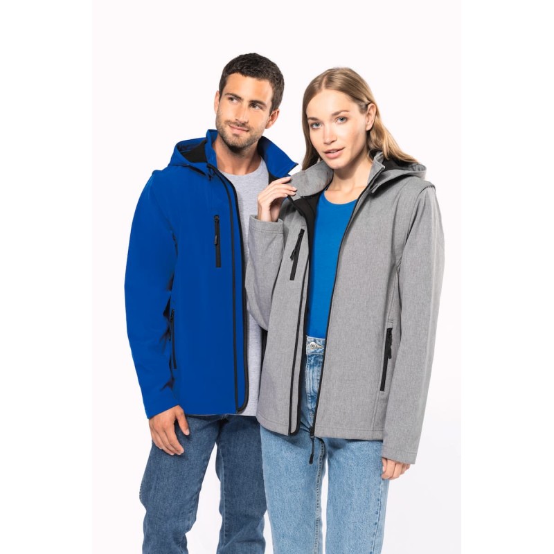 Veste Softshell 3 couches mixte à capuche avec manches amovibles - K422