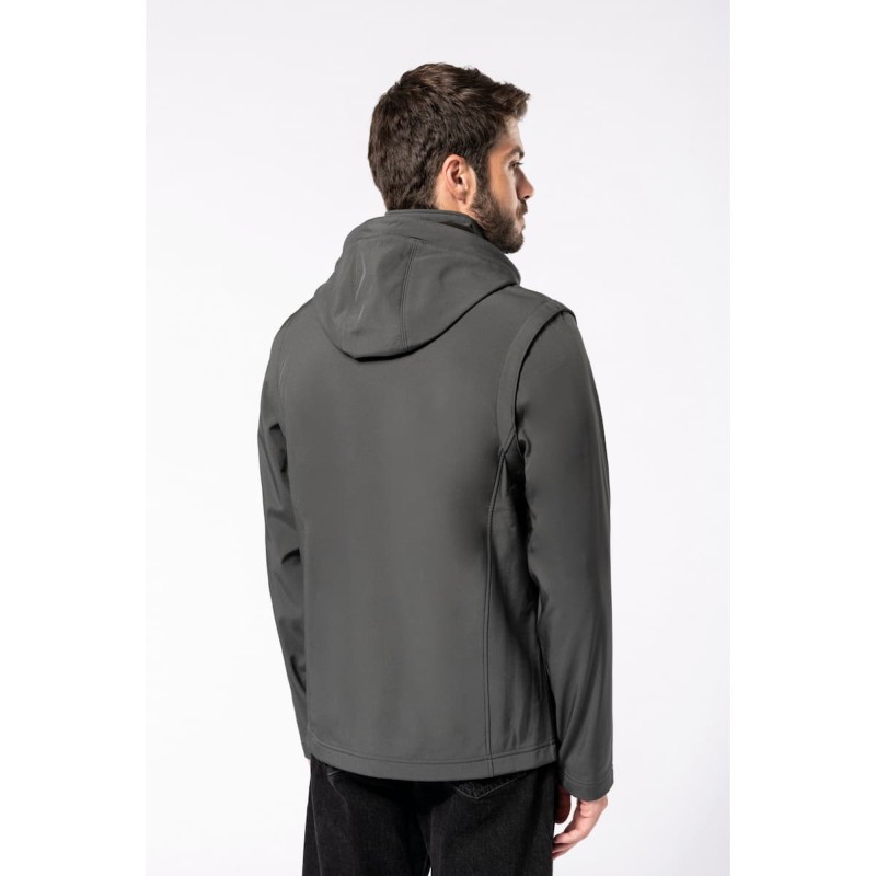 Veste Softshell 3 couches mixte à capuche avec manches amovibles - K422