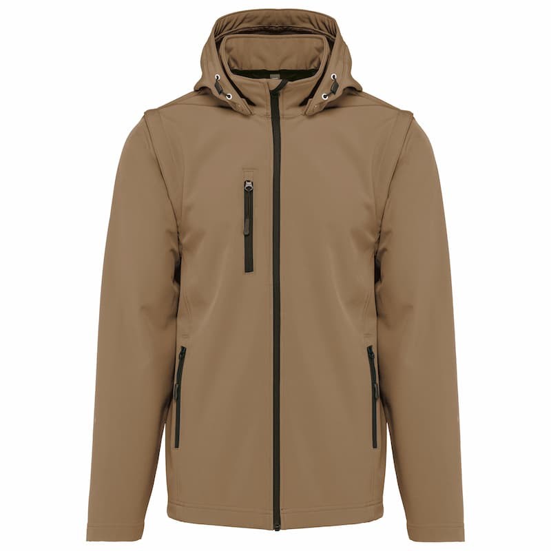 Veste Softshell 3 couches mixte à capuche avec manches amovibles - K422